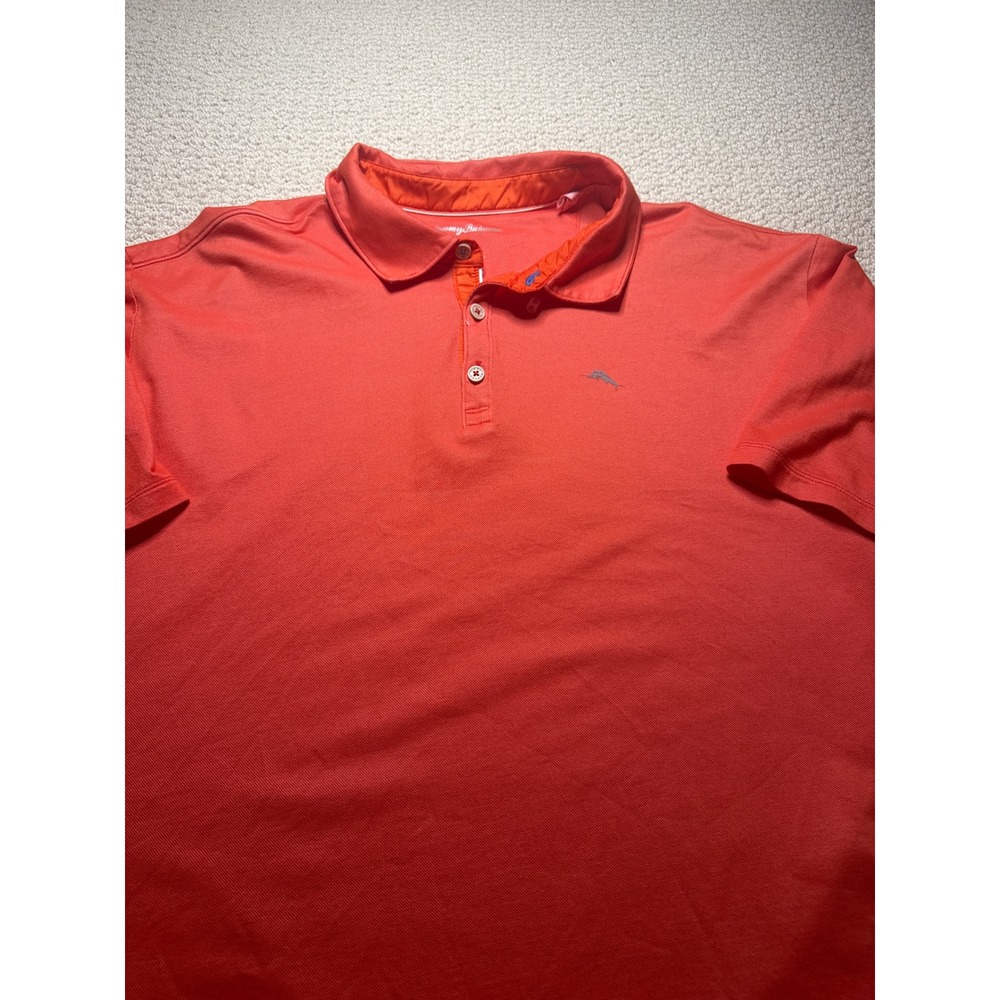 Tommy Bahama Polo Shirt Coral Orange Mens 2XB Big & Tall Marlin Logo